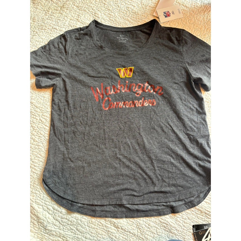 Nike Washington Commanders Womens XL T-Shirt Charcoal Gray NFL Metallic Logo
